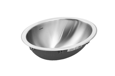 Houzer Opus 18 inch Stainless Steel Drop-in Oval Bowl Bathroom Sink with Overflow Drain Assembly